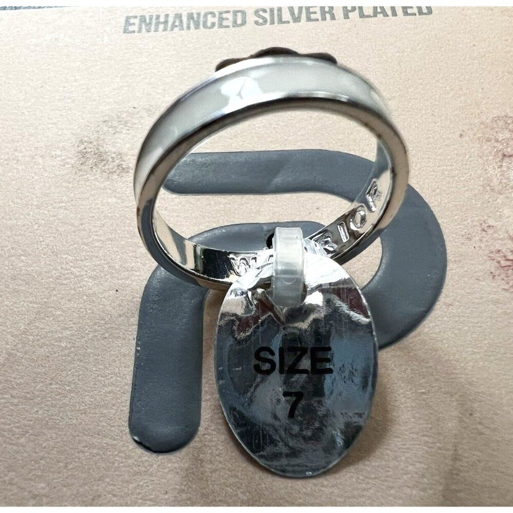 Performa Enhanced Silver Plated Band Ring w White - NEW with Tags